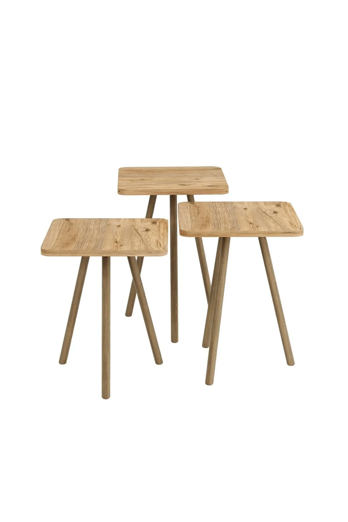 MASĂ CAFEA PĂTRATĂ CU PICIOARE DIN LEMN, 3 PIESE - ATLANTIC PINE PATTERN - Image 5