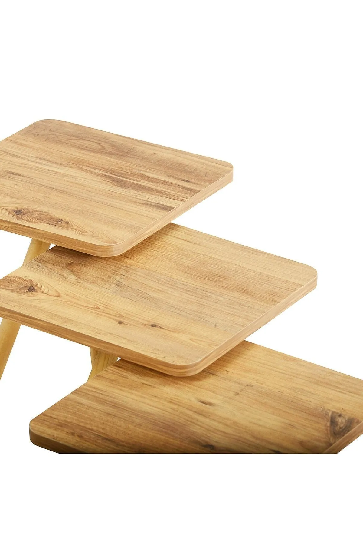 MASĂ CAFEA PĂTRATĂ CU PICIOARE DIN LEMN, 3 PIESE - ATLANTIC PINE PATTERN - Image 3