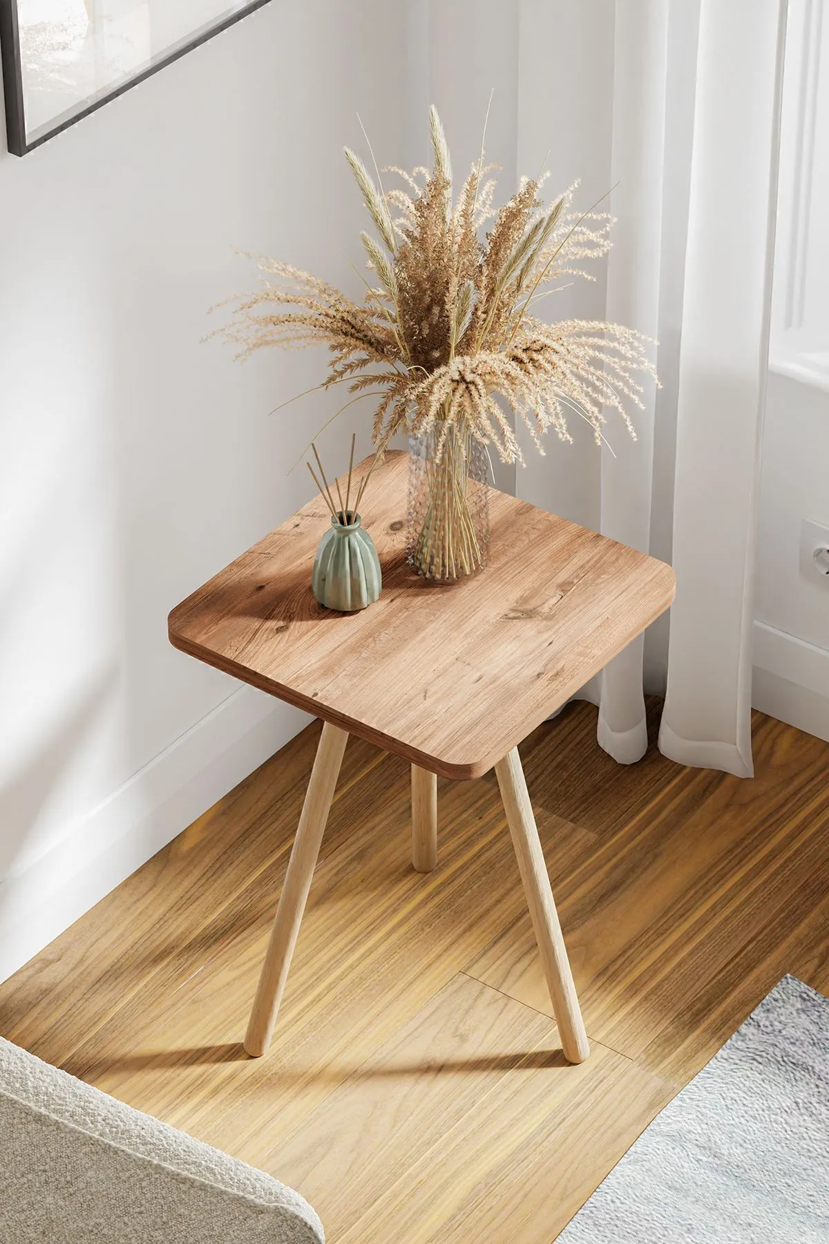 Masa cafea patrata cu picioare din lemn atlantic