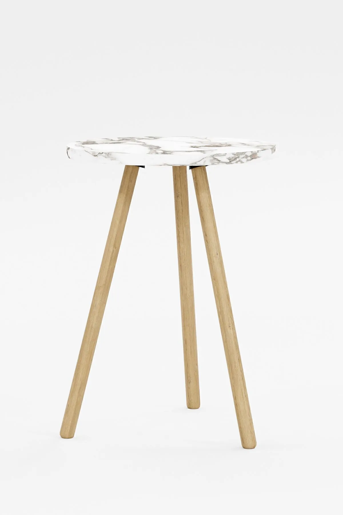 MASĂ CAFEA ROTUNDĂ CU PICIOARE DIN LEMN, 1 PIESĂ - MARMURĂ ALBĂ - Image 5