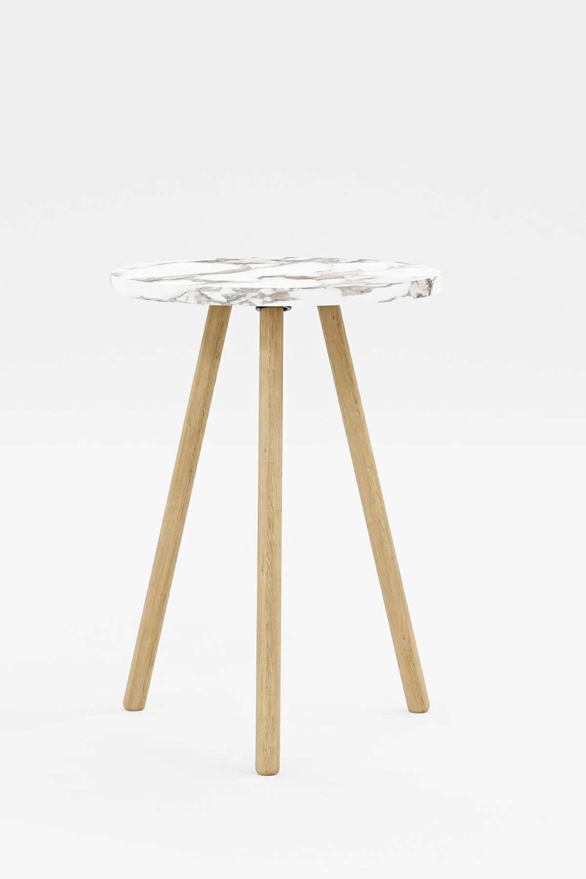 MASĂ CAFEA ROTUNDĂ CU PICIOARE DIN LEMN, 1 PIESĂ - MARMURĂ ALBĂ - Image 6