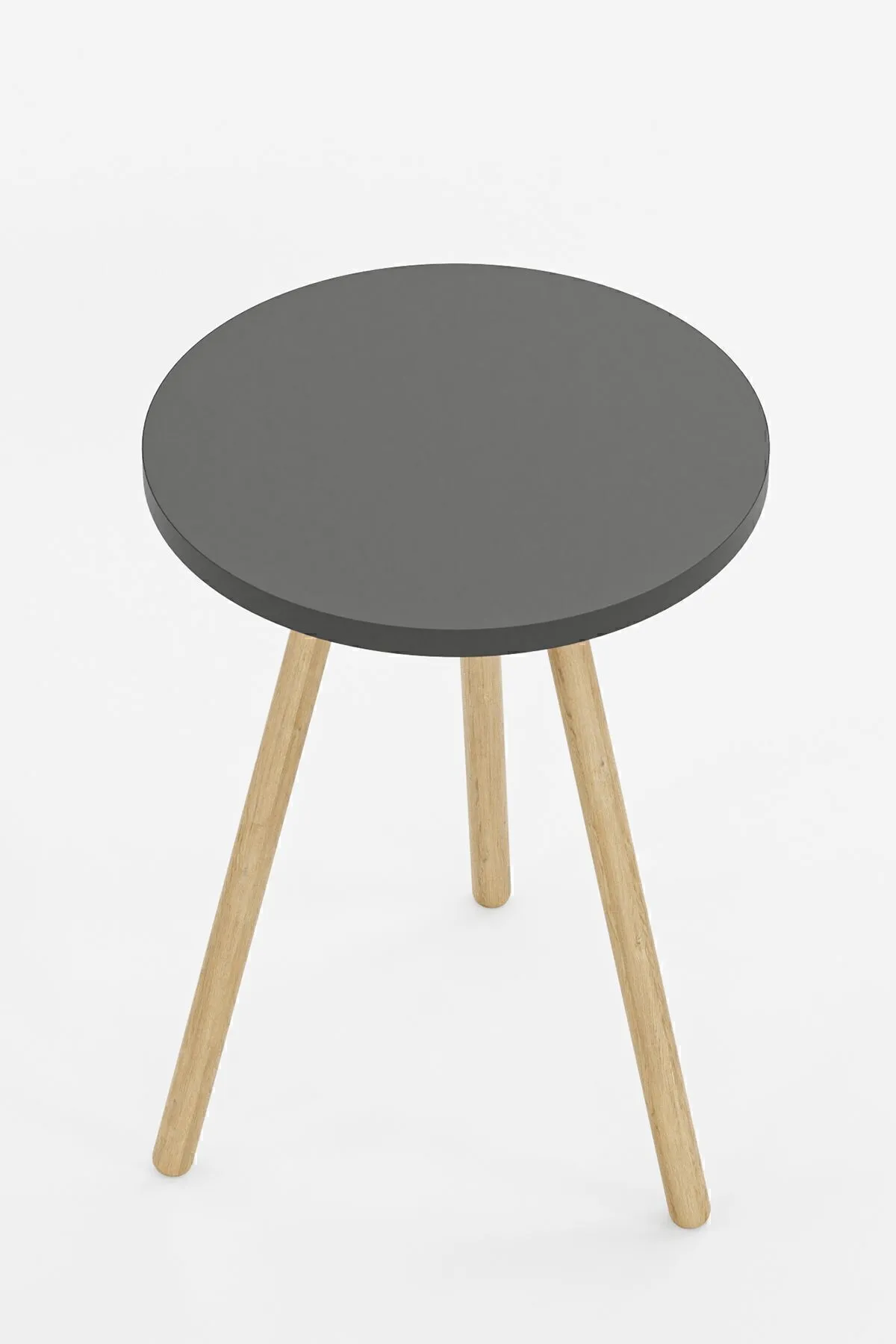 MASĂ CAFEA ROTUNDĂ CU PICIOARE DIN LEMN, 1 PIESĂ - GRI - Image 4