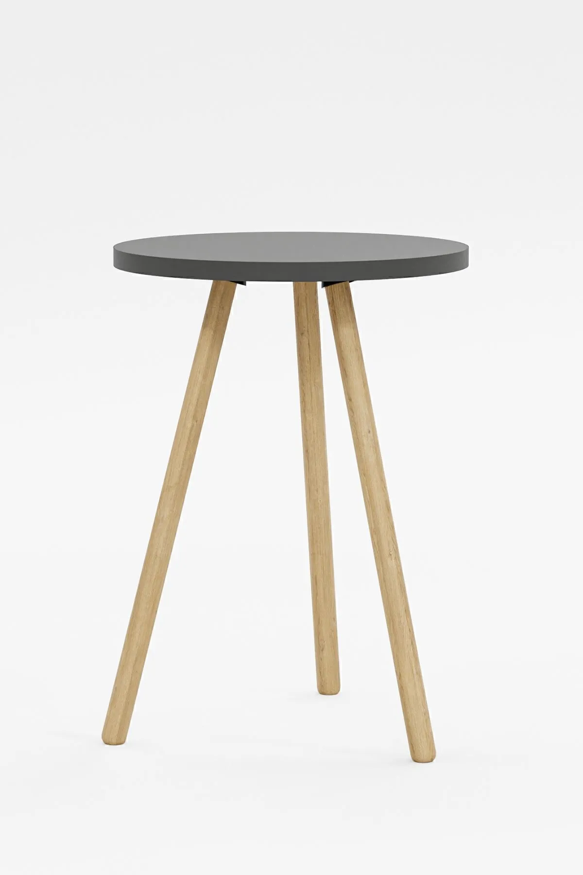 MASĂ CAFEA ROTUNDĂ CU PICIOARE DIN LEMN, 1 PIESĂ - GRI - Image 3