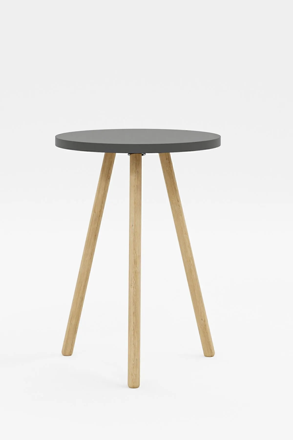 MASĂ CAFEA ROTUNDĂ CU PICIOARE DIN LEMN, 1 PIESĂ - GRI - Image 2