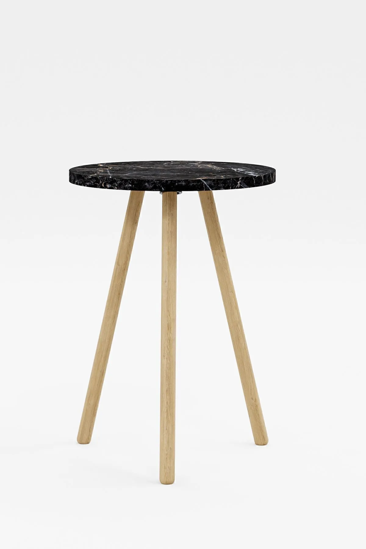 MASĂ CAFEA ROTUNDĂ CU PICIOARE DIN LEMN, 1 PIESĂ - MARMURĂ NEAGRĂ - Image 3