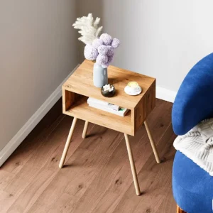 Noptiera pin atlantic cu picioare din lemn simpla