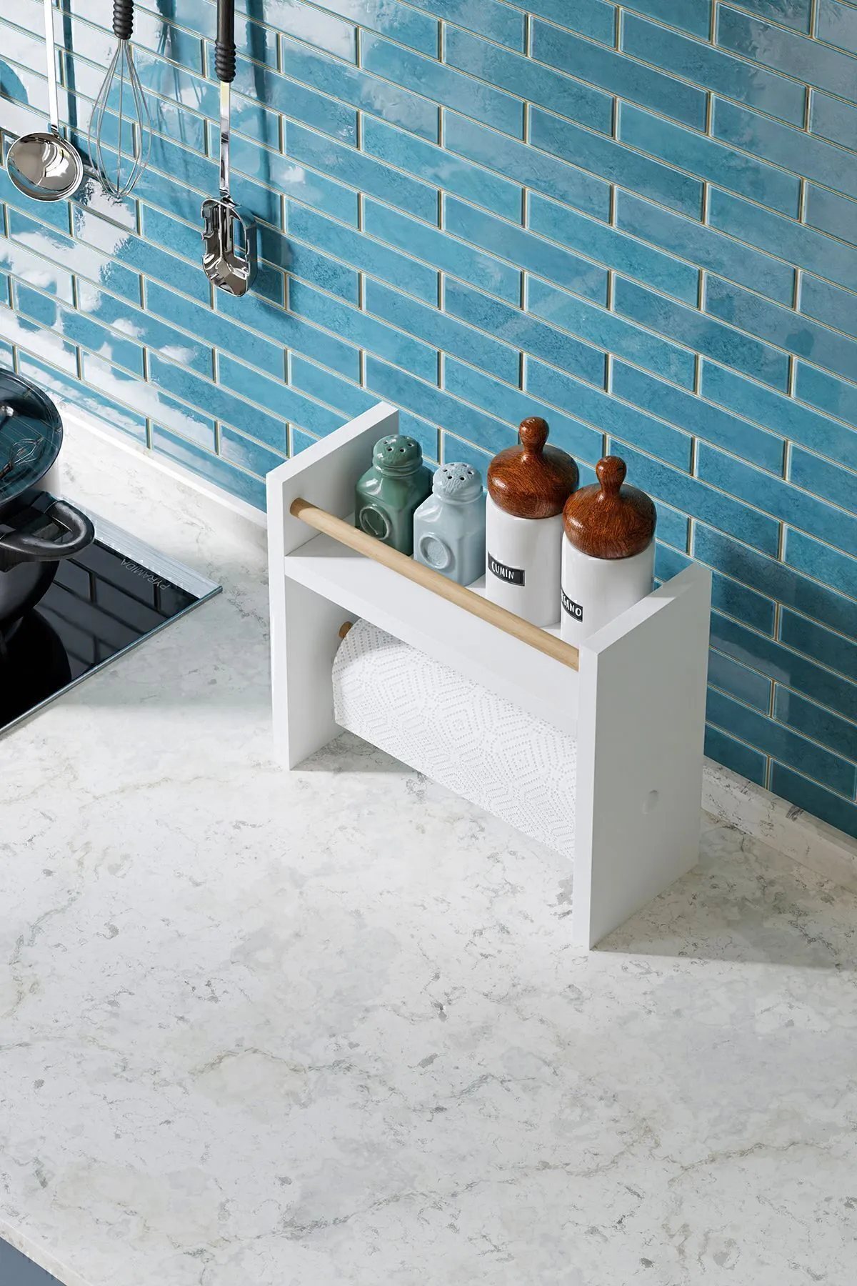 RAFT CONDIMENTE CU SUPORT PENTRU HARTIE - ALB - Image 6